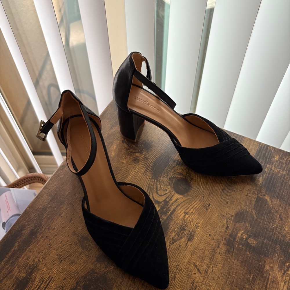 Black Velvet Sundance Heels - Picture 2 of 4